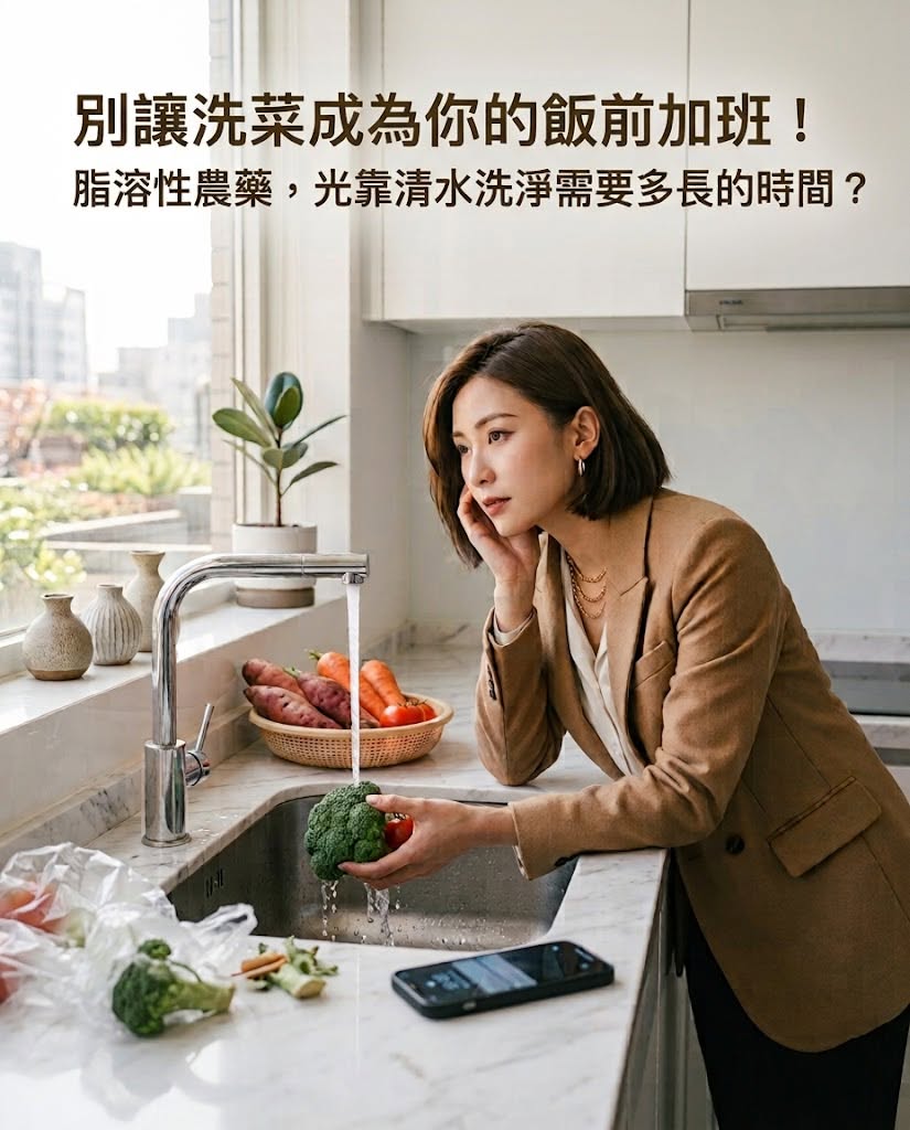 別讓洗菜成為你的飯前加班！脂溶性農藥光靠清水洗淨需要多少時間？